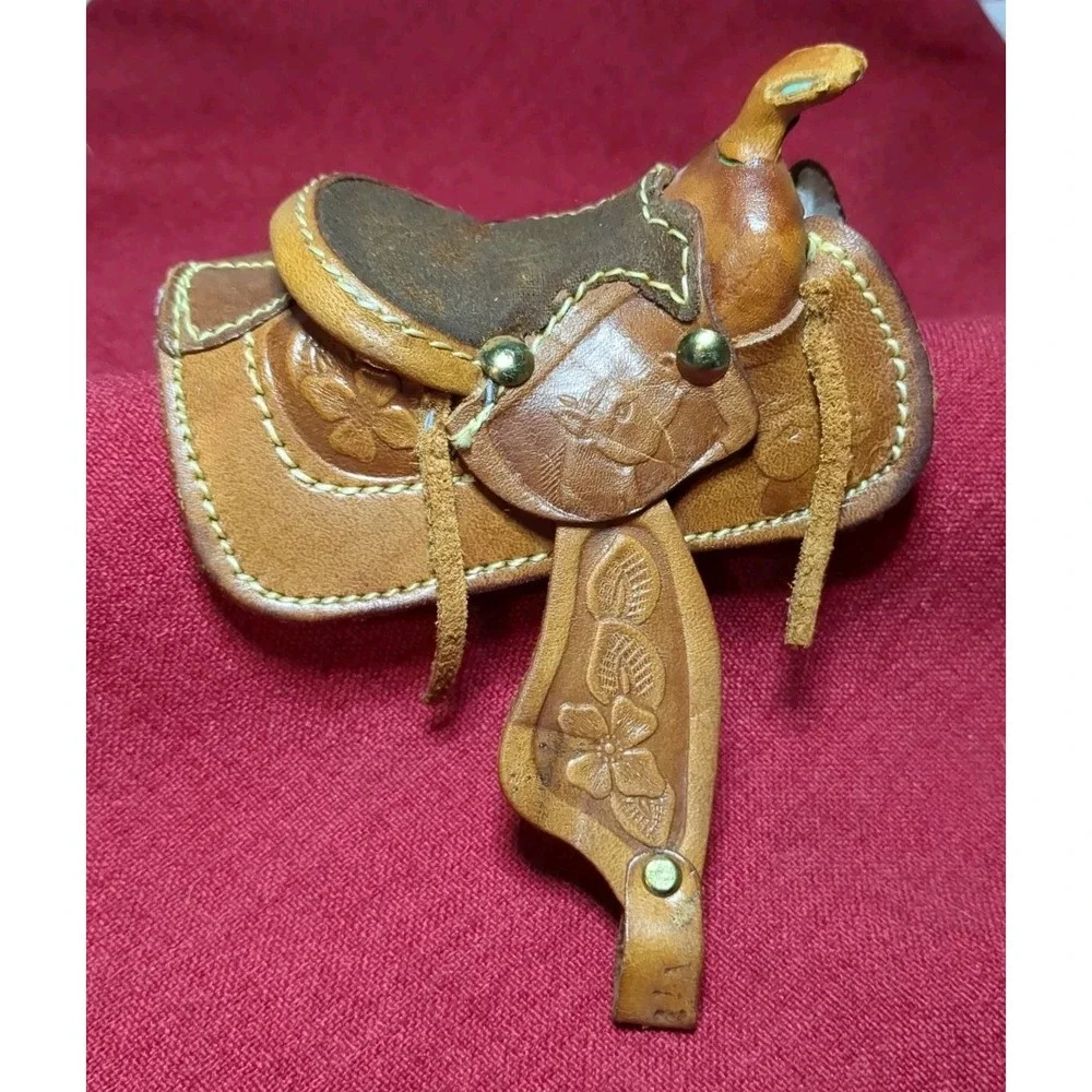 Mini Tooled Leather Sherpa Lined Saddle